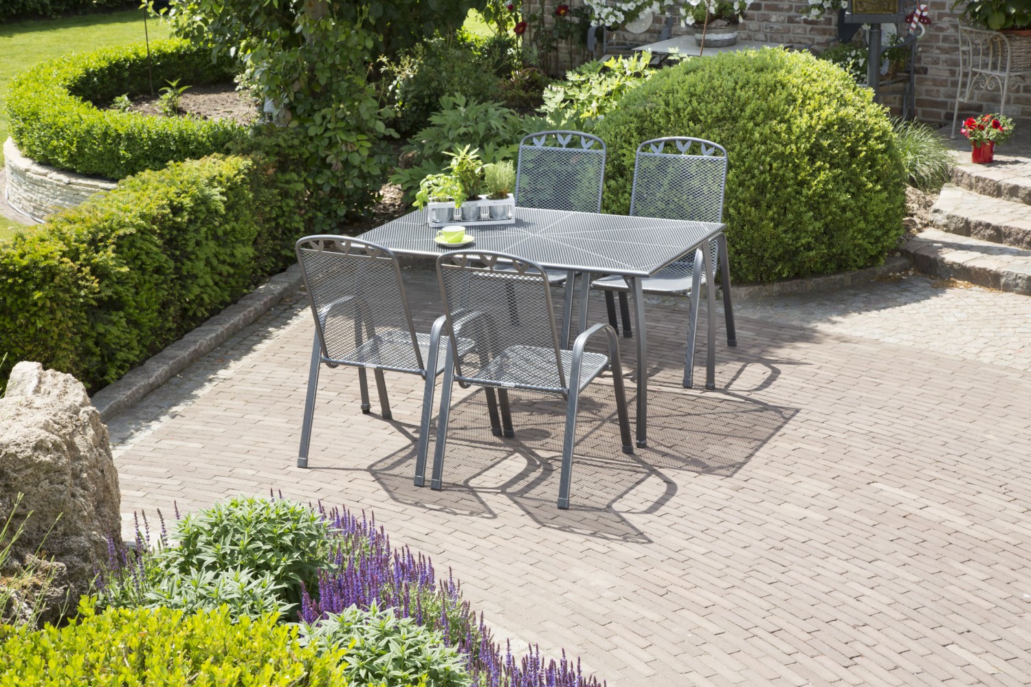 Gartenmöbel Set Toulouse 5 teilig Streckmetall Gartengarnitur von