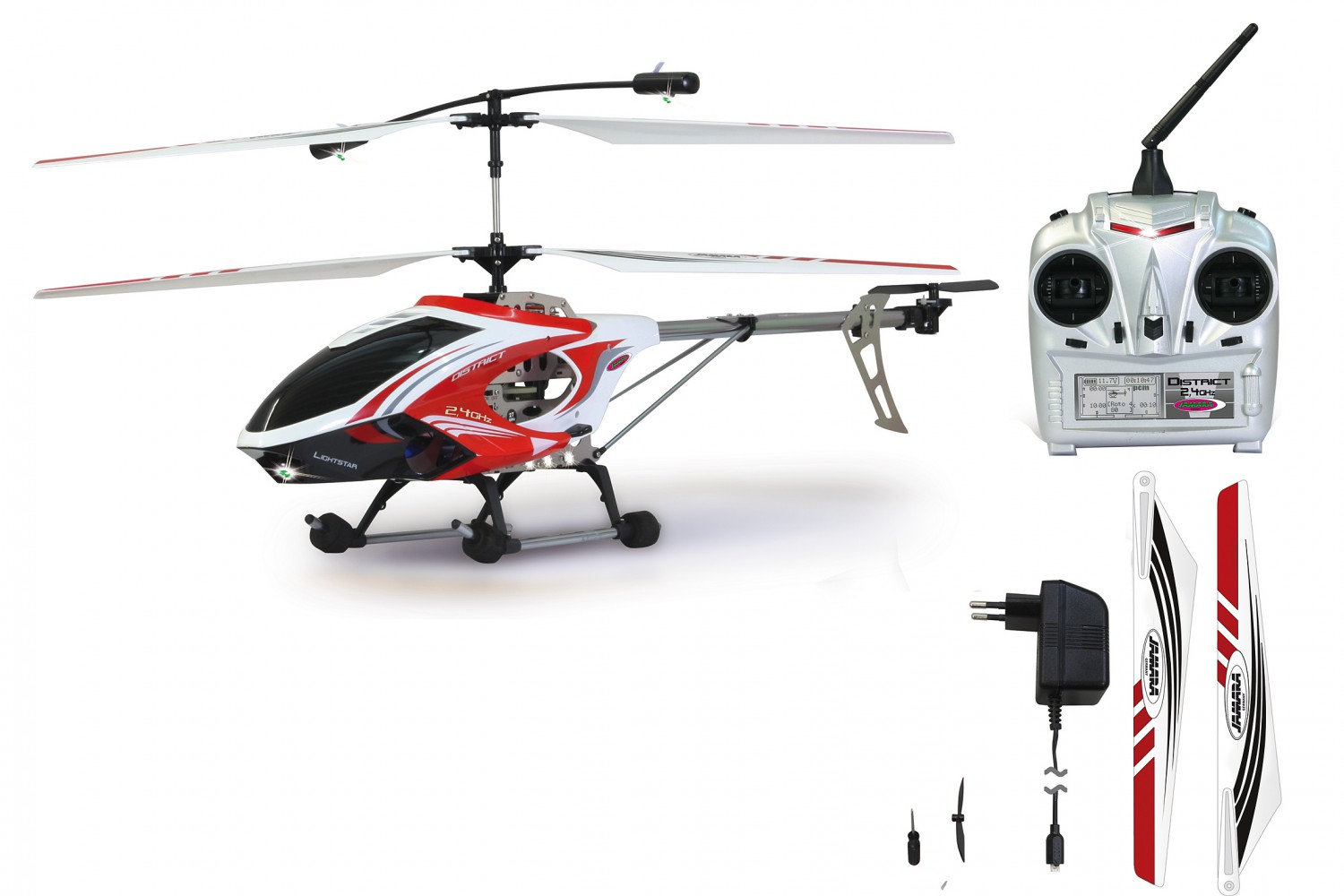 Jamara RC Helicopter District 3 Channel with Gyro + LED 2,4 Ghz 037060
